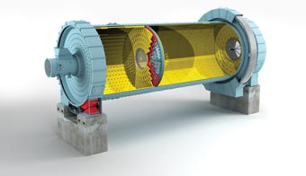 Figure 1: the shell-supported slide-shoe bearings makes FLSmidth’s Unidan ball mill (UMS) unique
