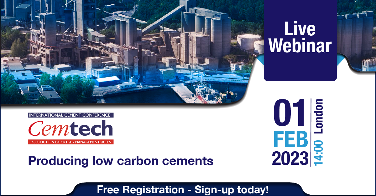 Cemtech Live Webinar: Producing low carbon cements, 1st February 2023