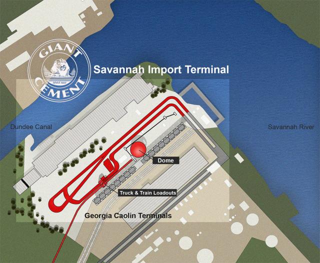 Giant Cement's plans for a 60,000t import terminal on the Savannah River