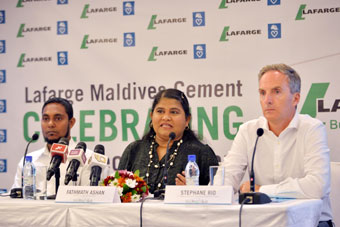 Stephane Rio , VP Strategy and Business Development LafargeHolcim Trading, Fathimath Ashan, Chairman of Lafarge Maldives Cement, and Abdulla Hussain, CFO and Local Head, Maldives of Lafarge Maldives Cement